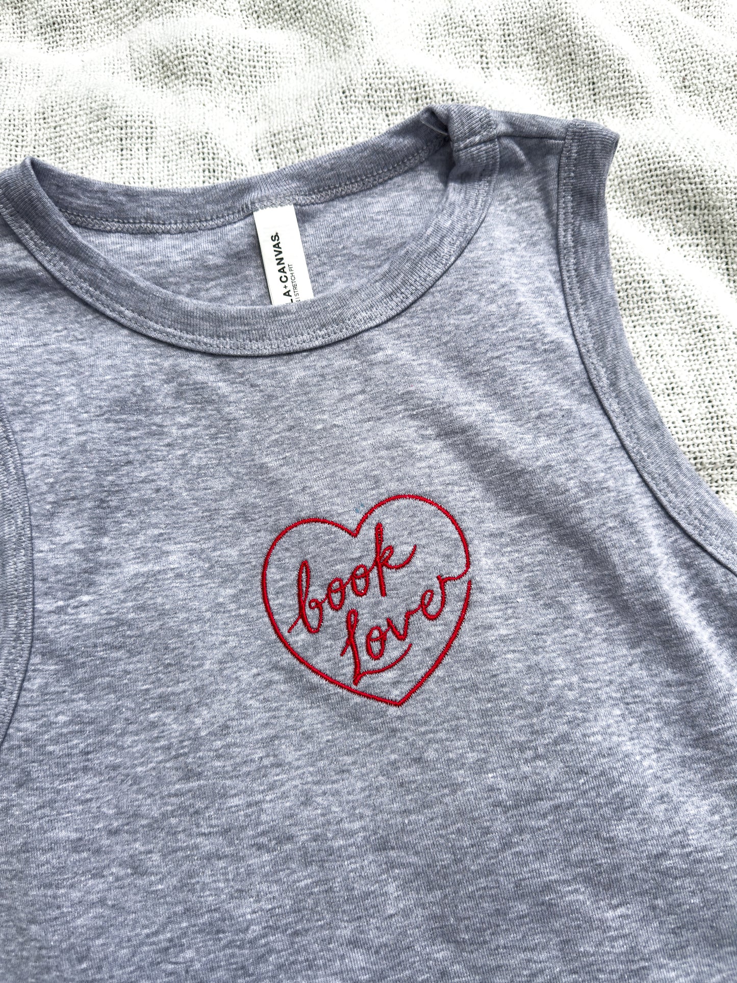 Book Lover Embroidered Cropped Tank