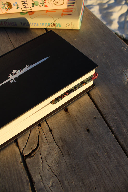 Dark Floral Fabric Bookmark