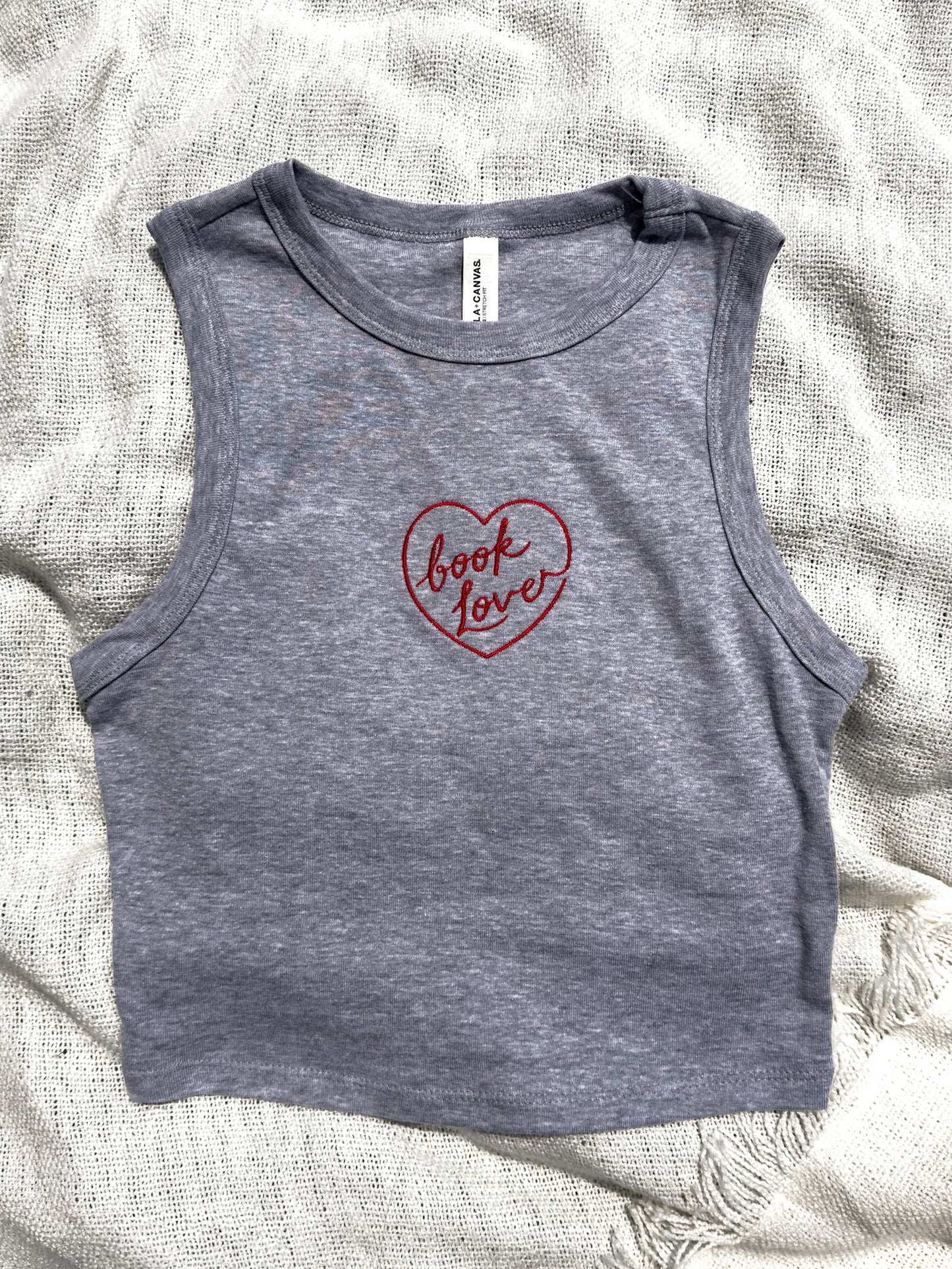 Book Lover Embroidered Cropped Tank