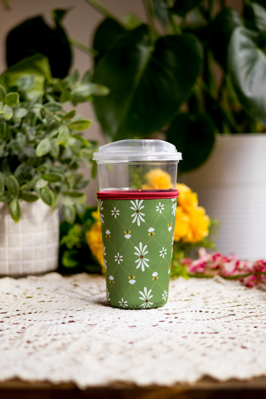 Green Floral Drink Sleeve