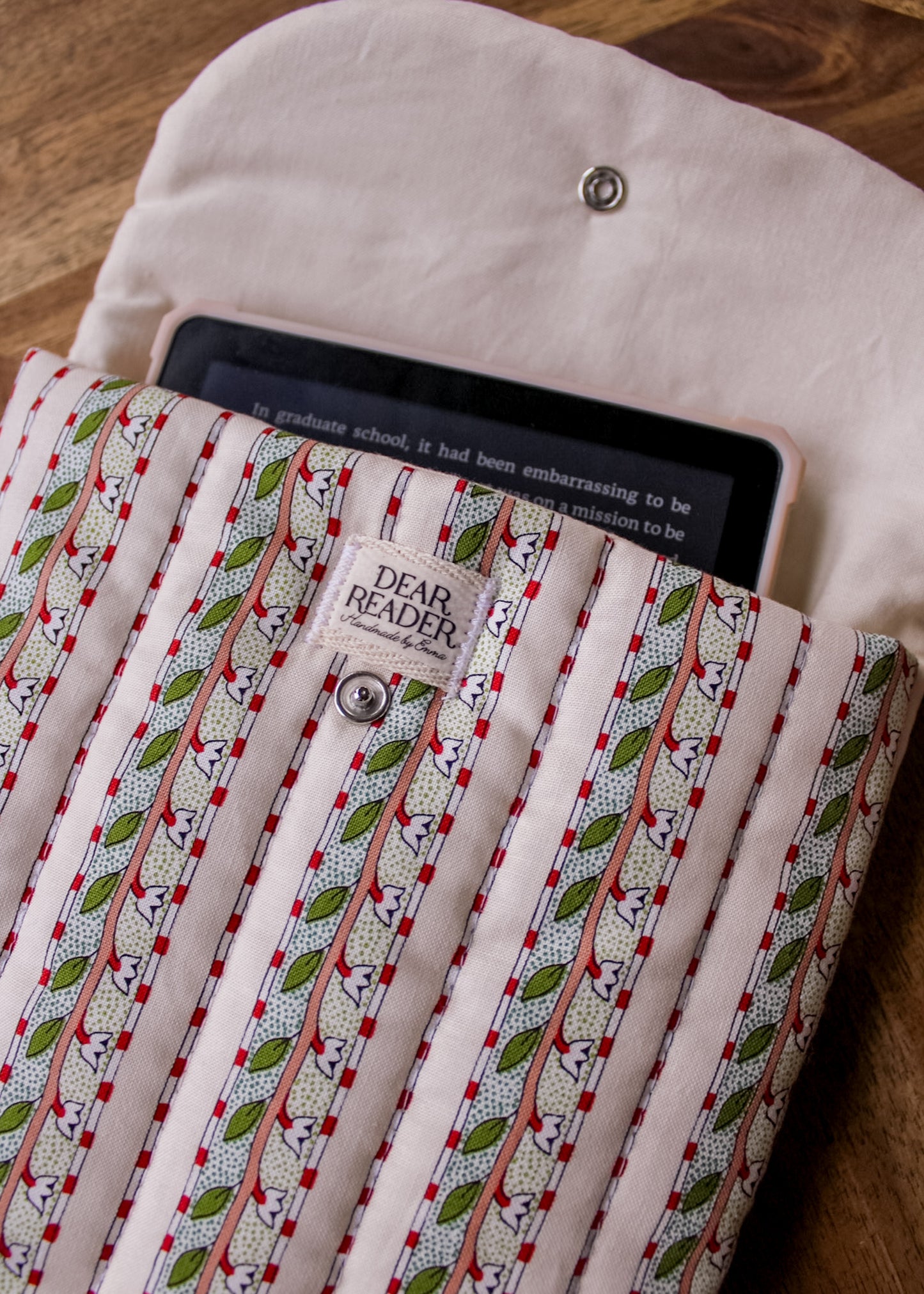 Quilted E-Reader Sleeve - Floral Stripe