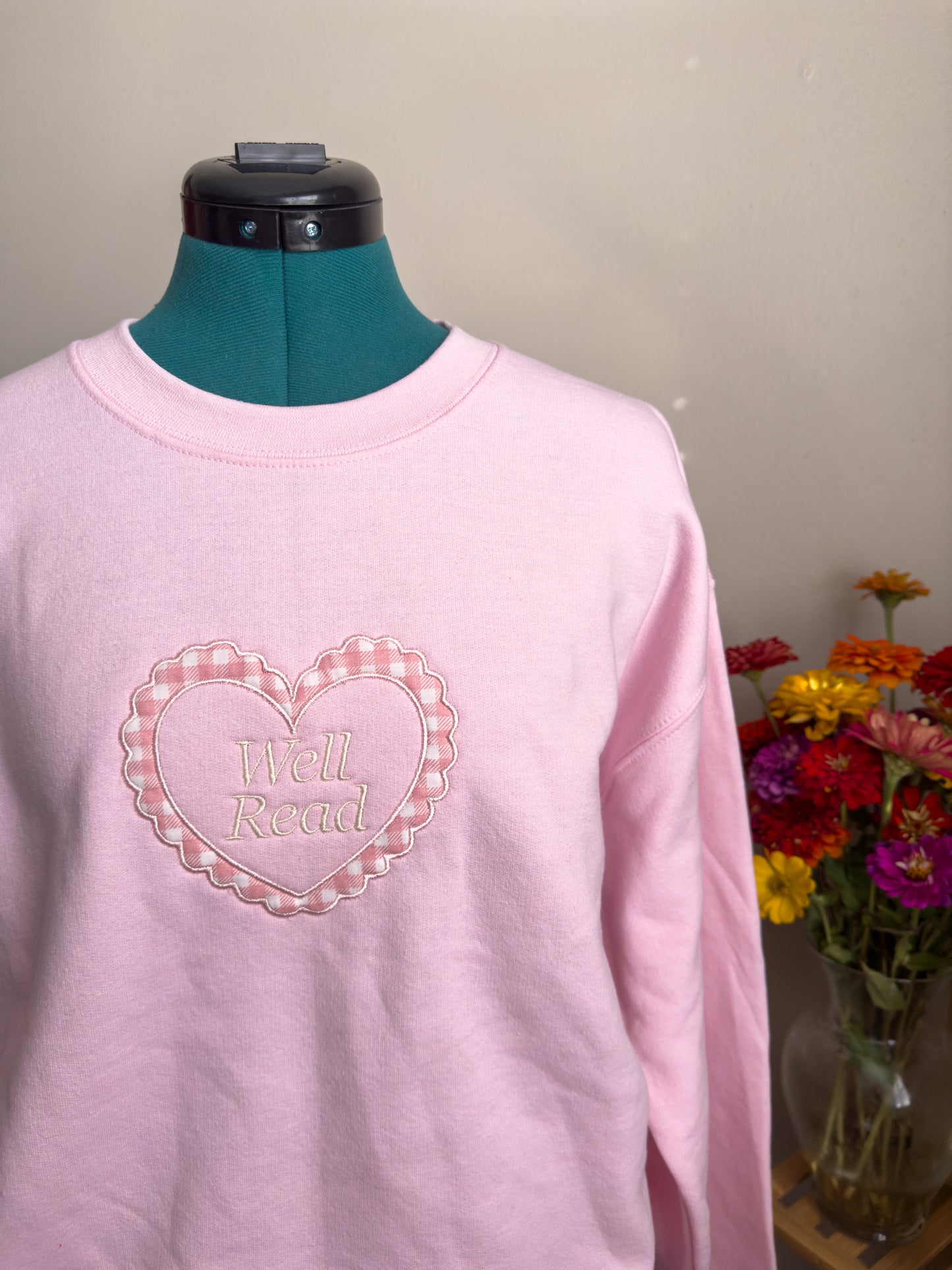 Pink Well Read Appliqué Crewneck