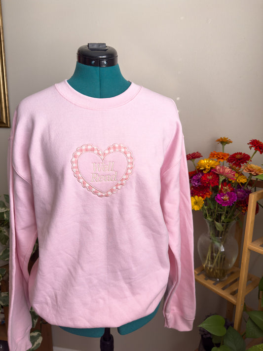 Pink Well Read Appliqué Crewneck
