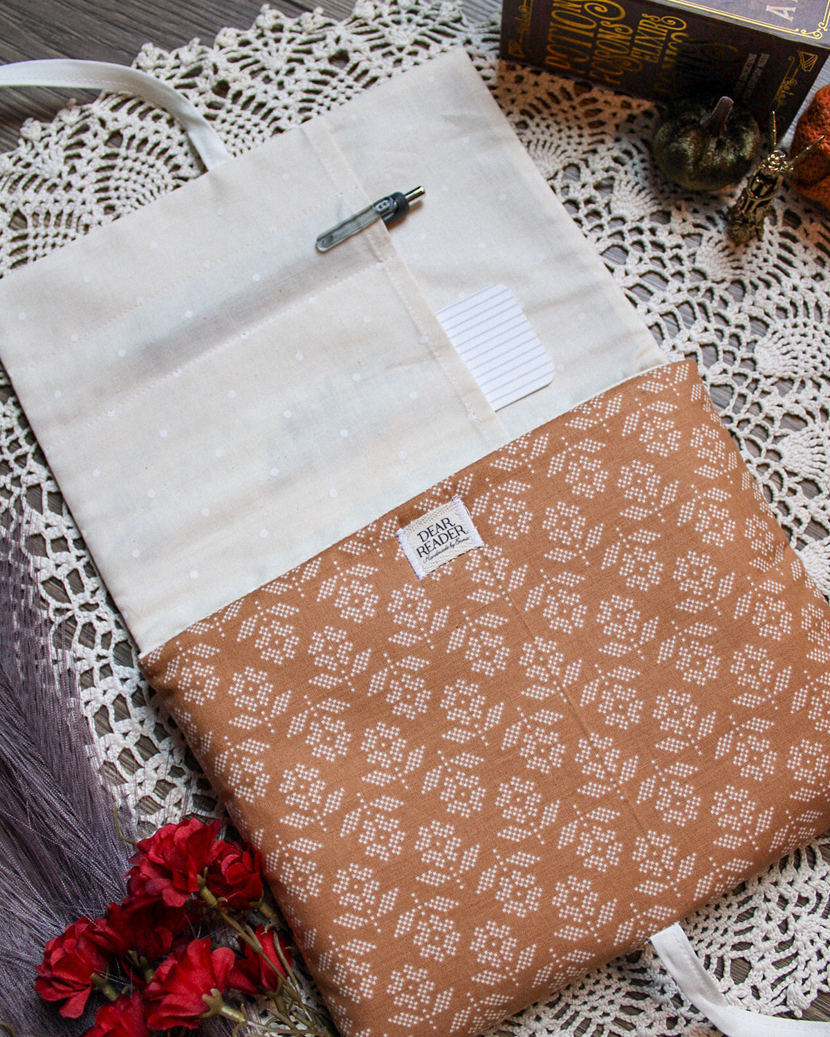 NEW Book Sleeve - Stitched Floral
