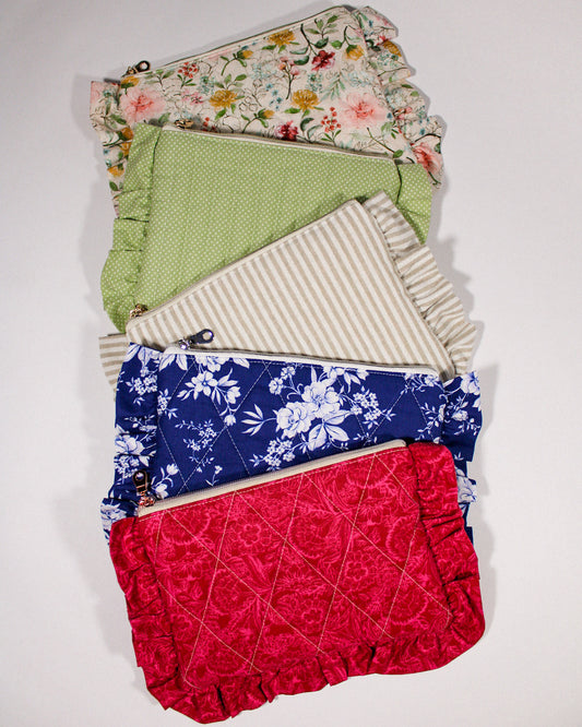Ruffle Quilted Pouch