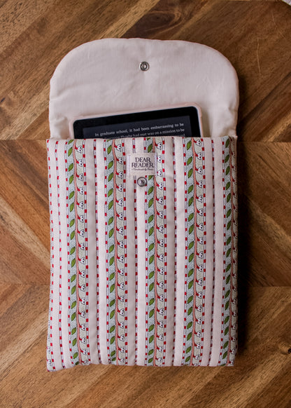 Quilted E-Reader Sleeve - Floral Stripe