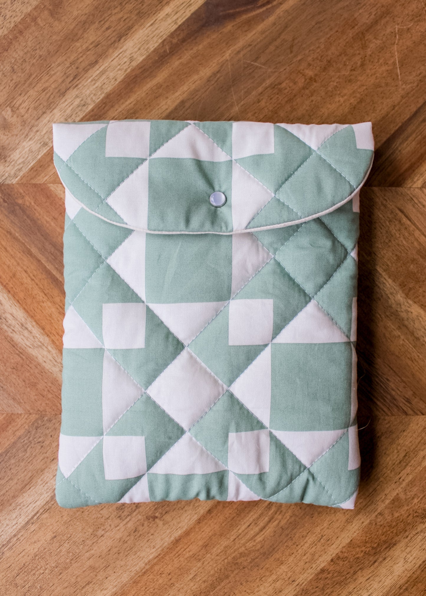 Quilted E-Reader Sleeve - Green Mosaic