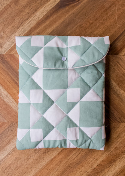 Quilted E-Reader Sleeve - Green Mosaic