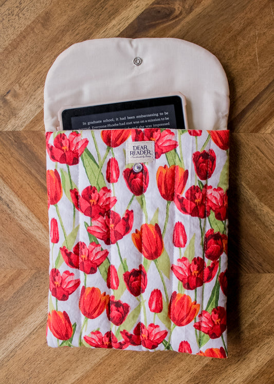 Quilted E-Reader Sleeve - Tulips
