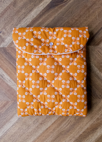 Quilted E-Reader Sleeve - Orange Daisies