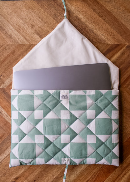 Quilted Laptop/Tablet Sleeve - Green Mosaic