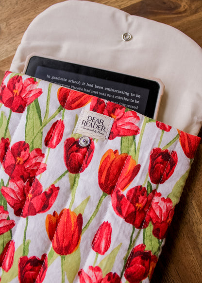 Quilted E-Reader Sleeve - Tulips