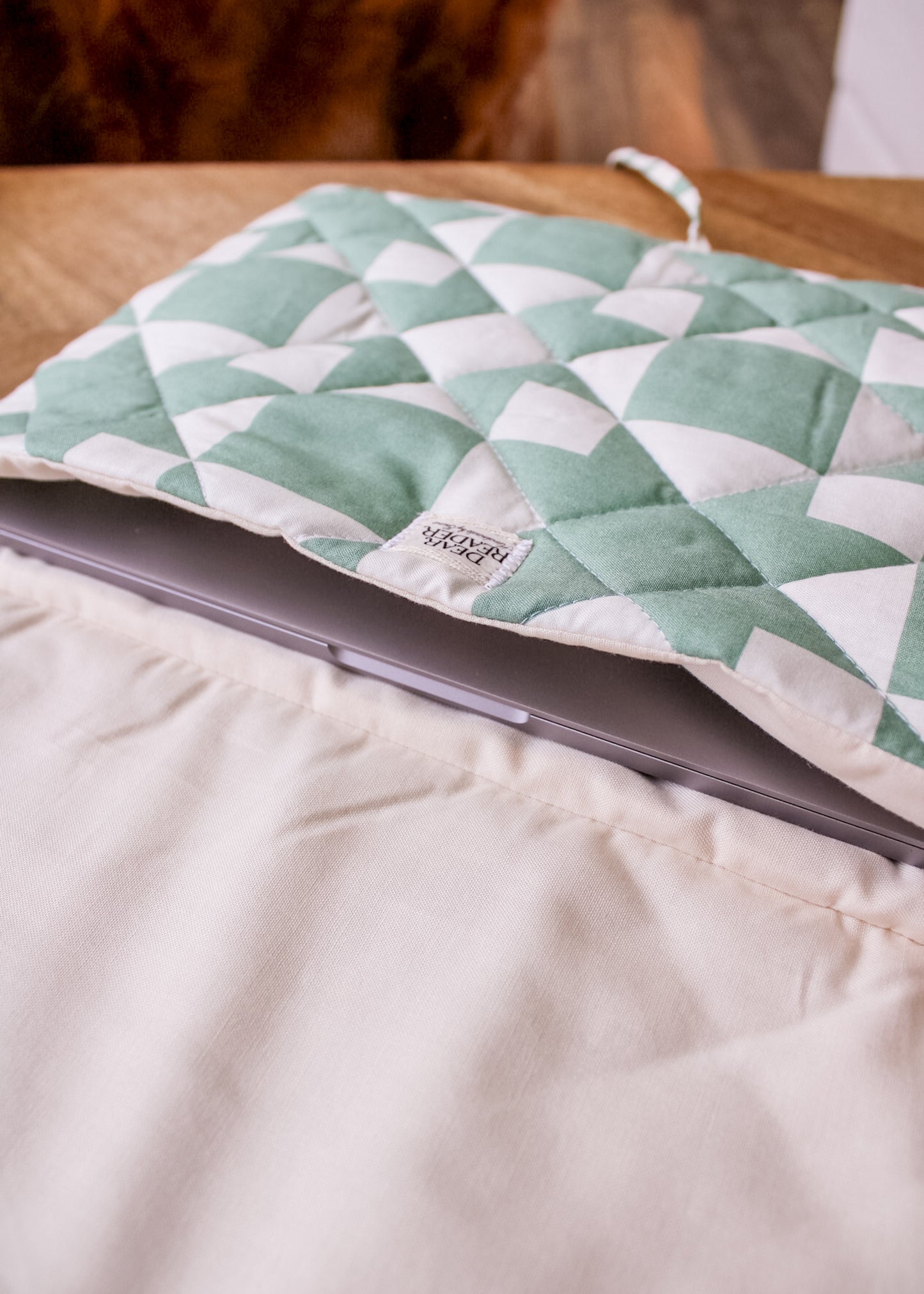 Quilted Laptop/Tablet Sleeve - Green Mosaic
