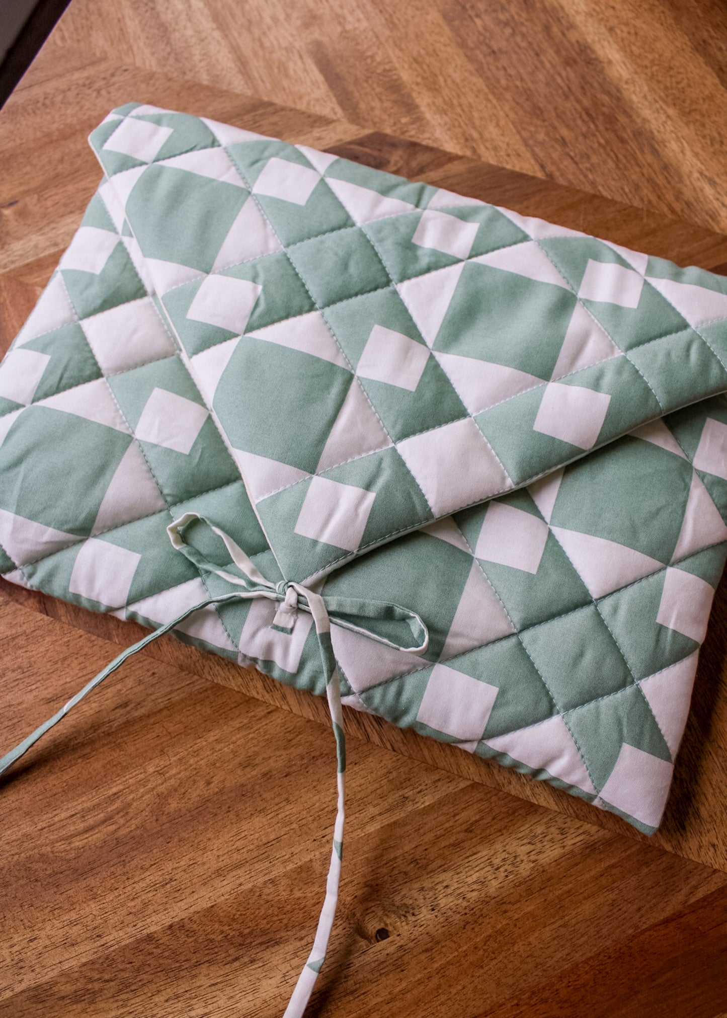 Quilted Laptop/Tablet Sleeve - Green Mosaic