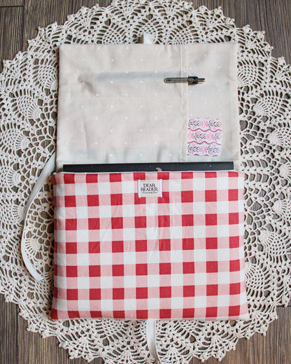 NEW Book Sleeve - Rose Gingham