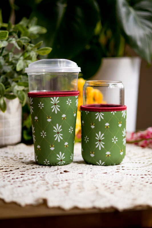 Green Floral Drink Sleeve