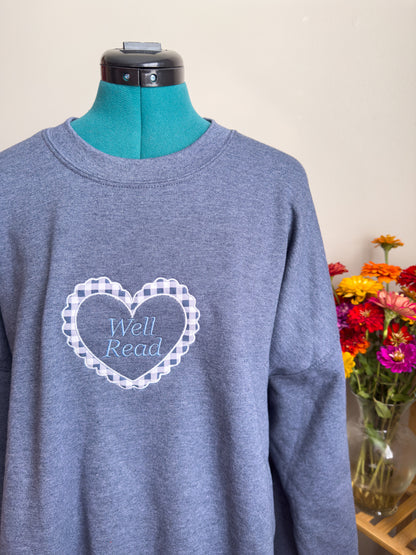 Blue Well Read Appliqué Crewneck