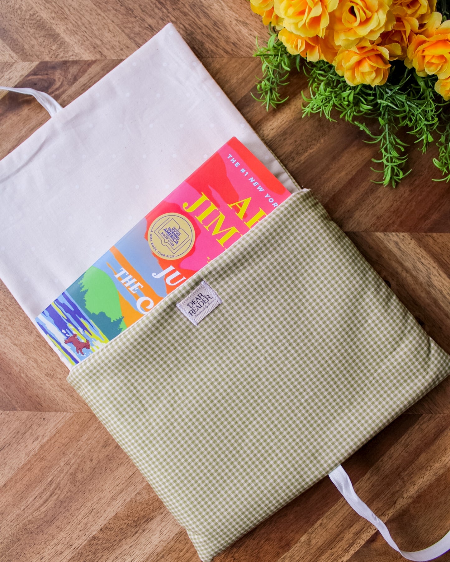 Book Sleeve - Sage Gingham