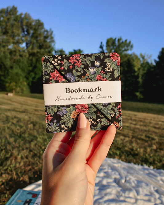 Dark Floral Fabric Bookmark